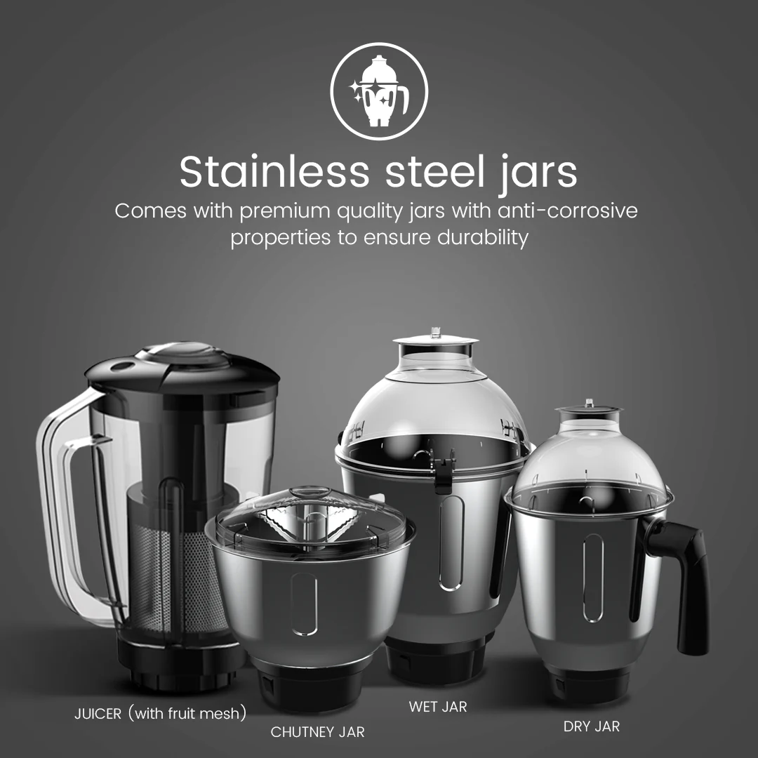Crompton Ameo Mixer Grinder, 750-Watt with 4-Jars - Image 4