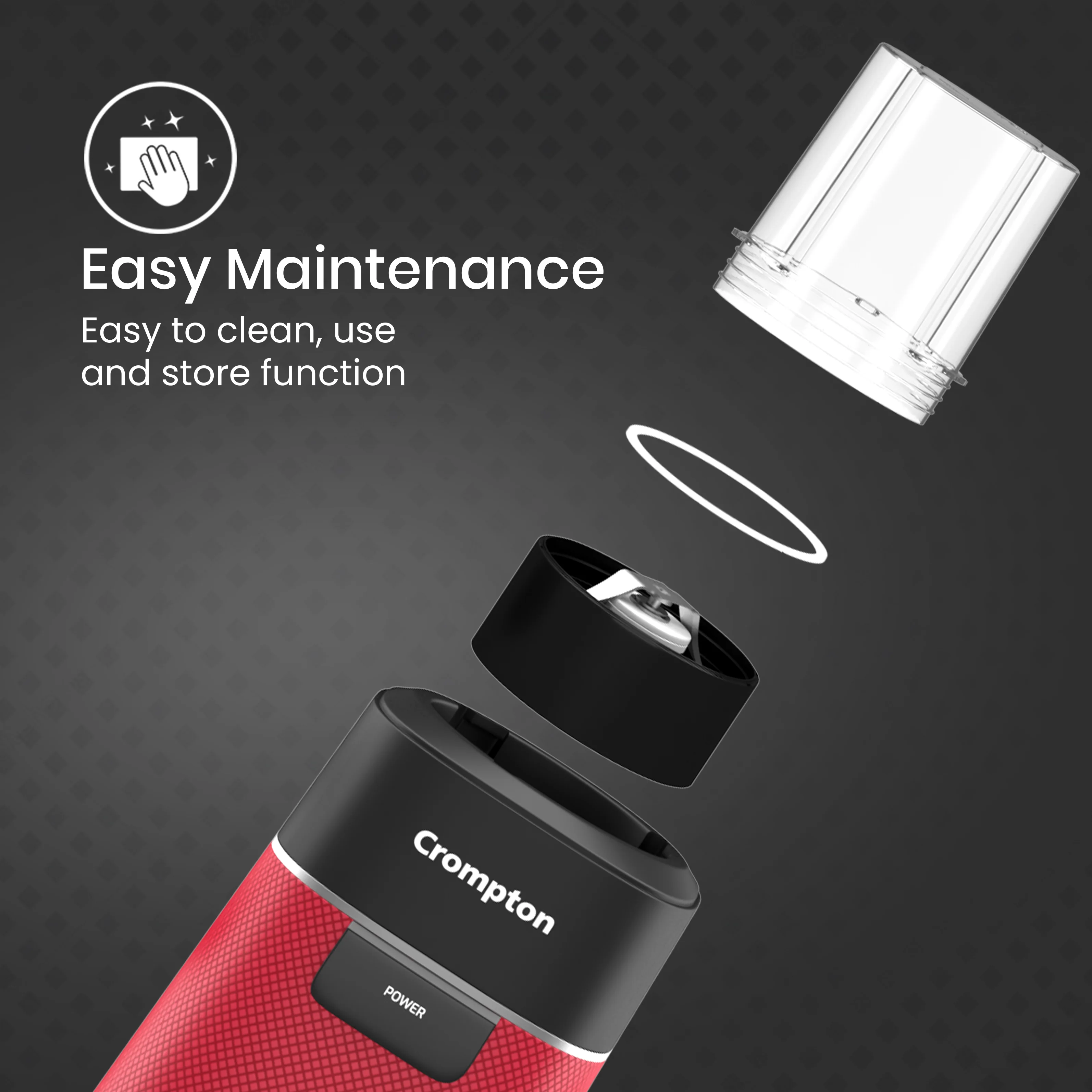 Crompton Ameo Fresh Nutri Blender Black & Red - Image 3