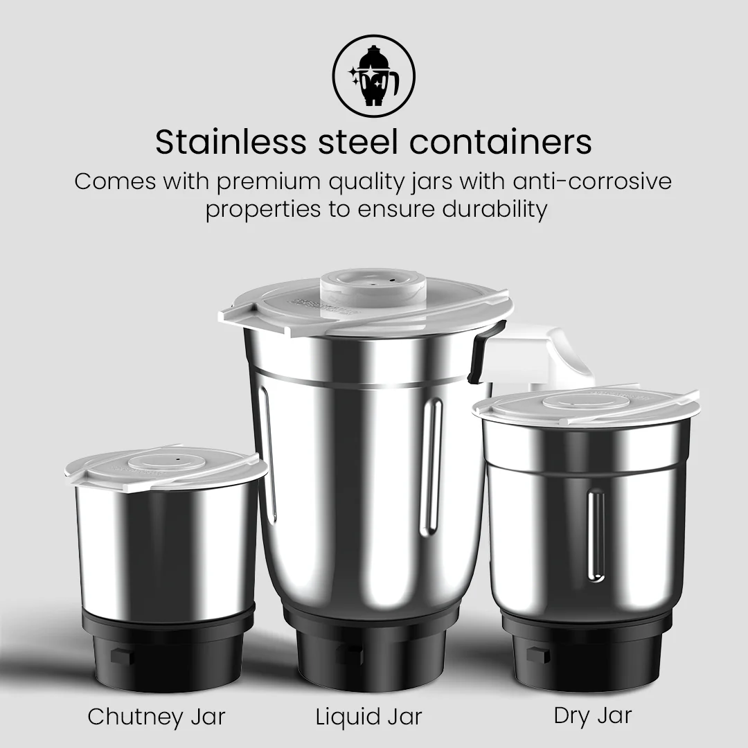 Crompton DS 500, 500 Watt Mixer Grinder with 3 Stainless Steel Jars - Image 4