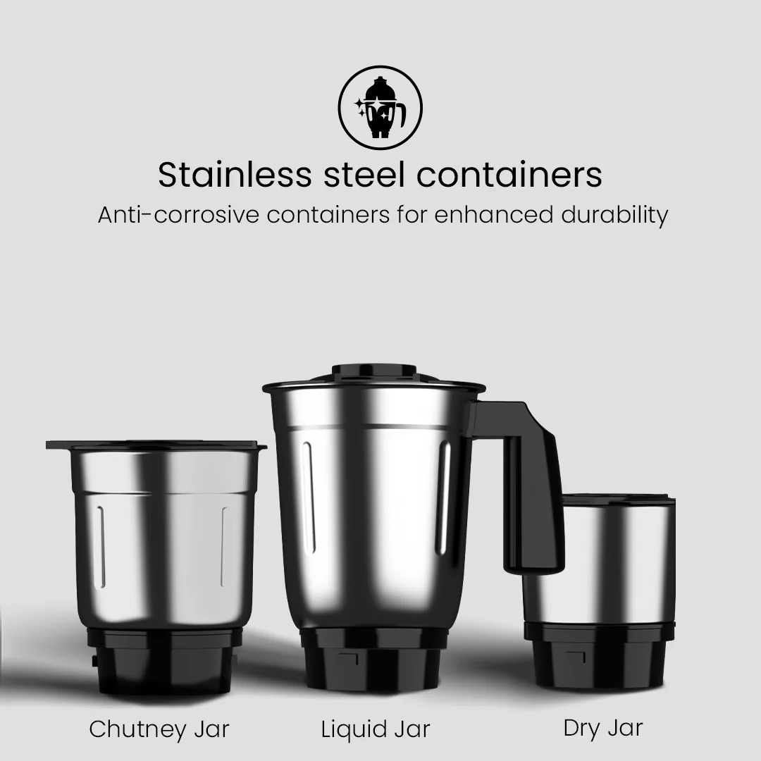 Crompton DS 500, 500 Watt Mixer Grinder with 3 Stainless Steel Jars - Image 9