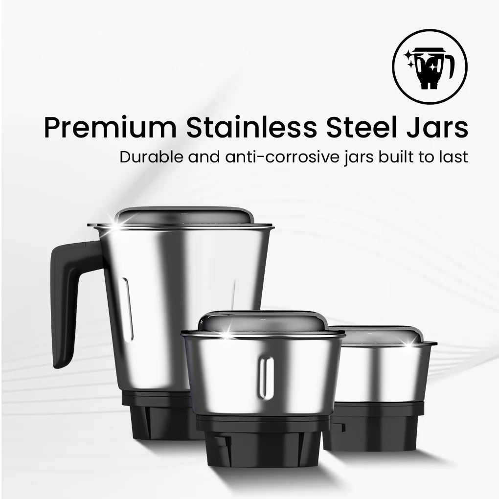 Crompton Duro Elite 1000W Mixer Grinder 4 Stainless Steel Jars - Image 6