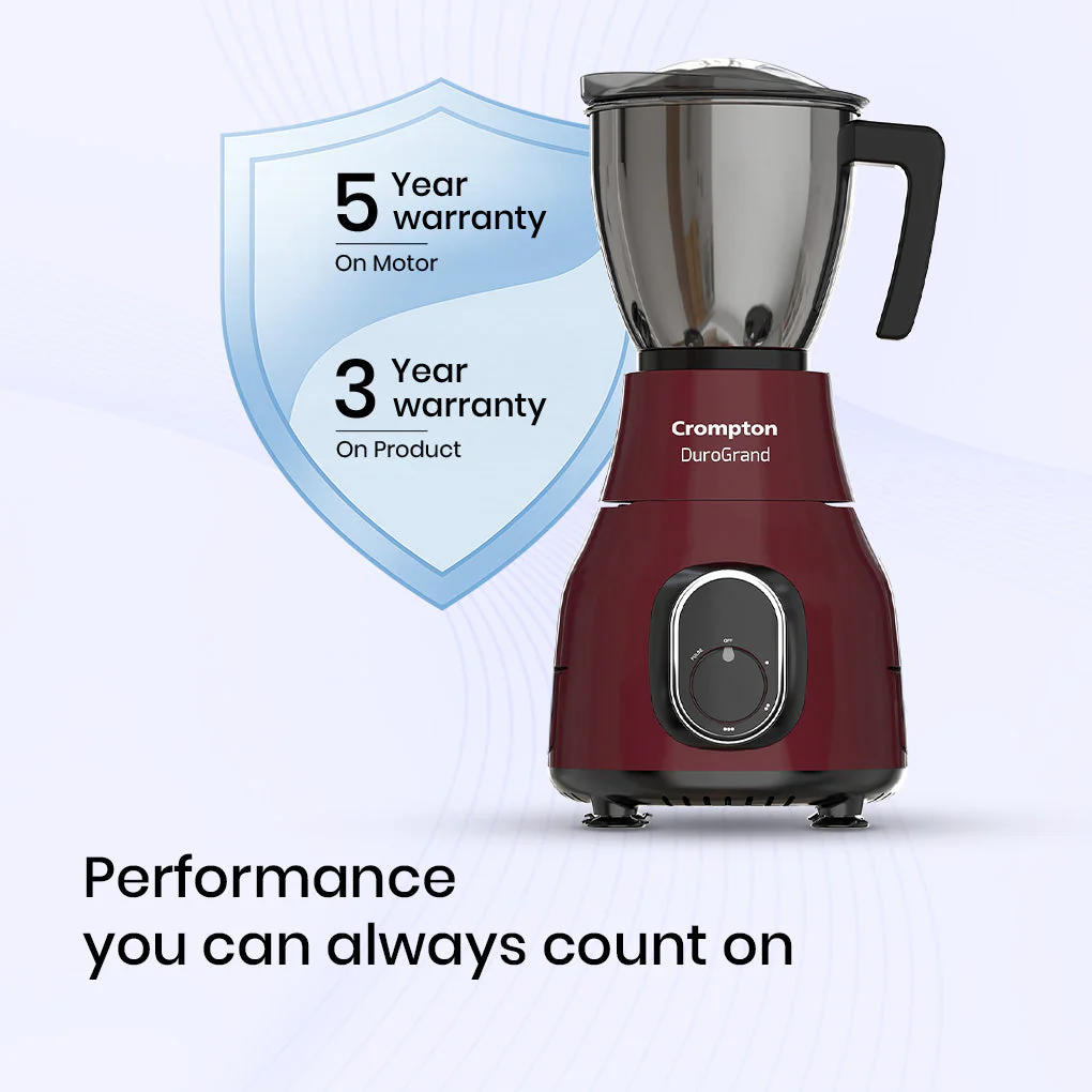 Crompton DuroGrand 750W Mixer Grinder 3 Stainless Steel Jars - Image 5