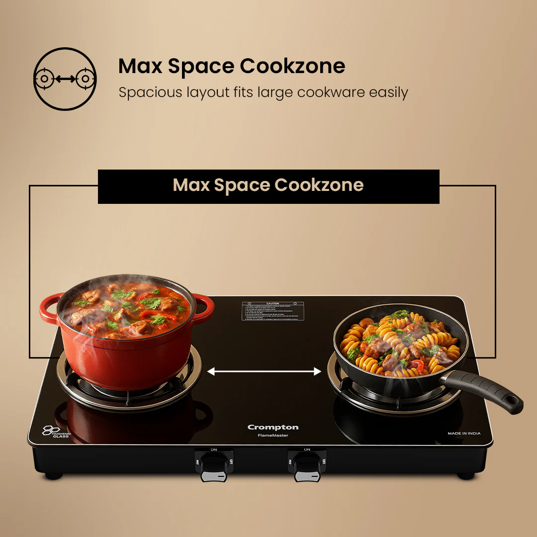 Crompton FlameMaster 2 Burner 65 cm Glass Cooktop - Image 4