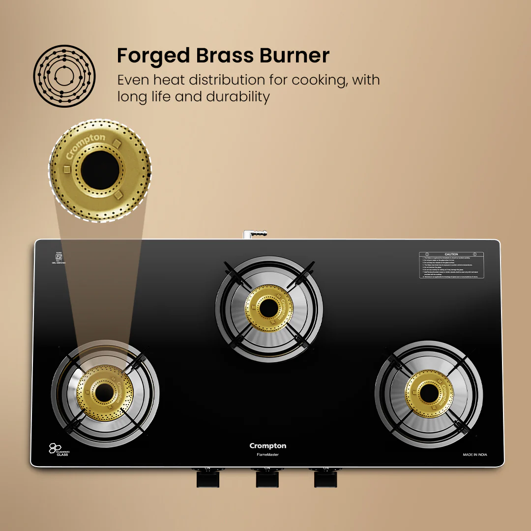 Crompton Cooktop FlameMaster 3 Burner 77 cm Glass SS Body - Image 5