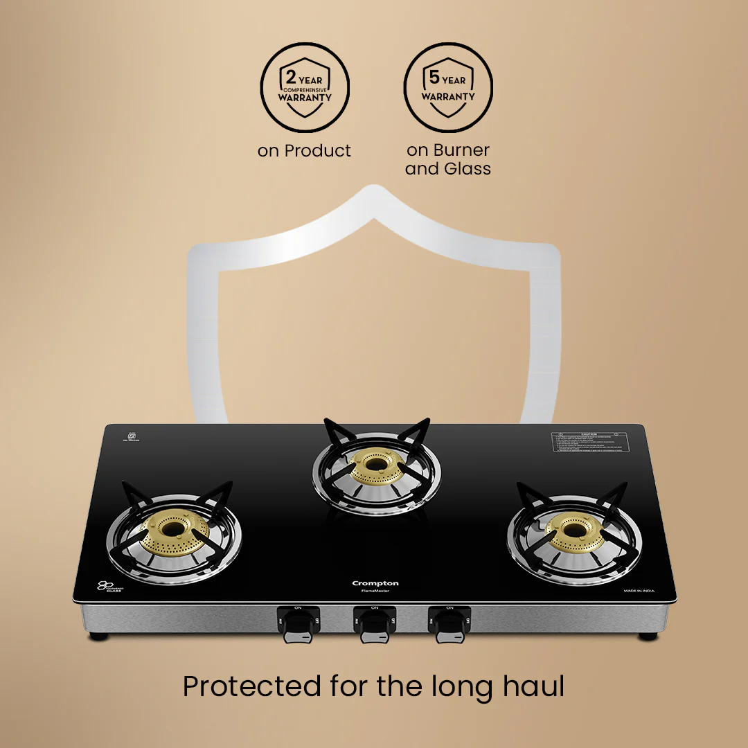Crompton Cooktop FlameMaster 3 Burner 77 cm Glass SS Body - Image 9