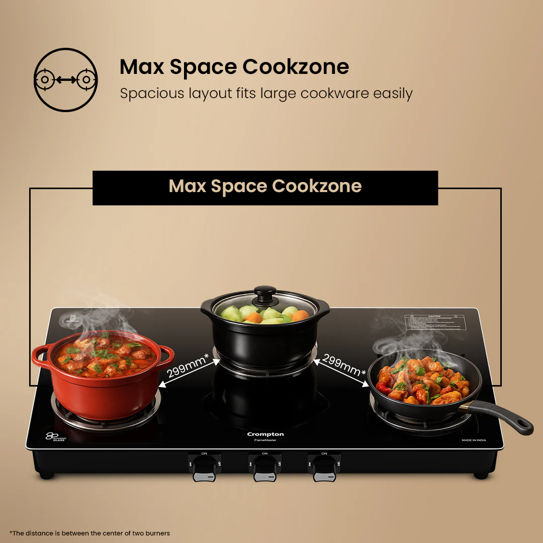 Crompton Cooktop FlameMaster 3 Burner 77 cm Glass MS Body - Image 4