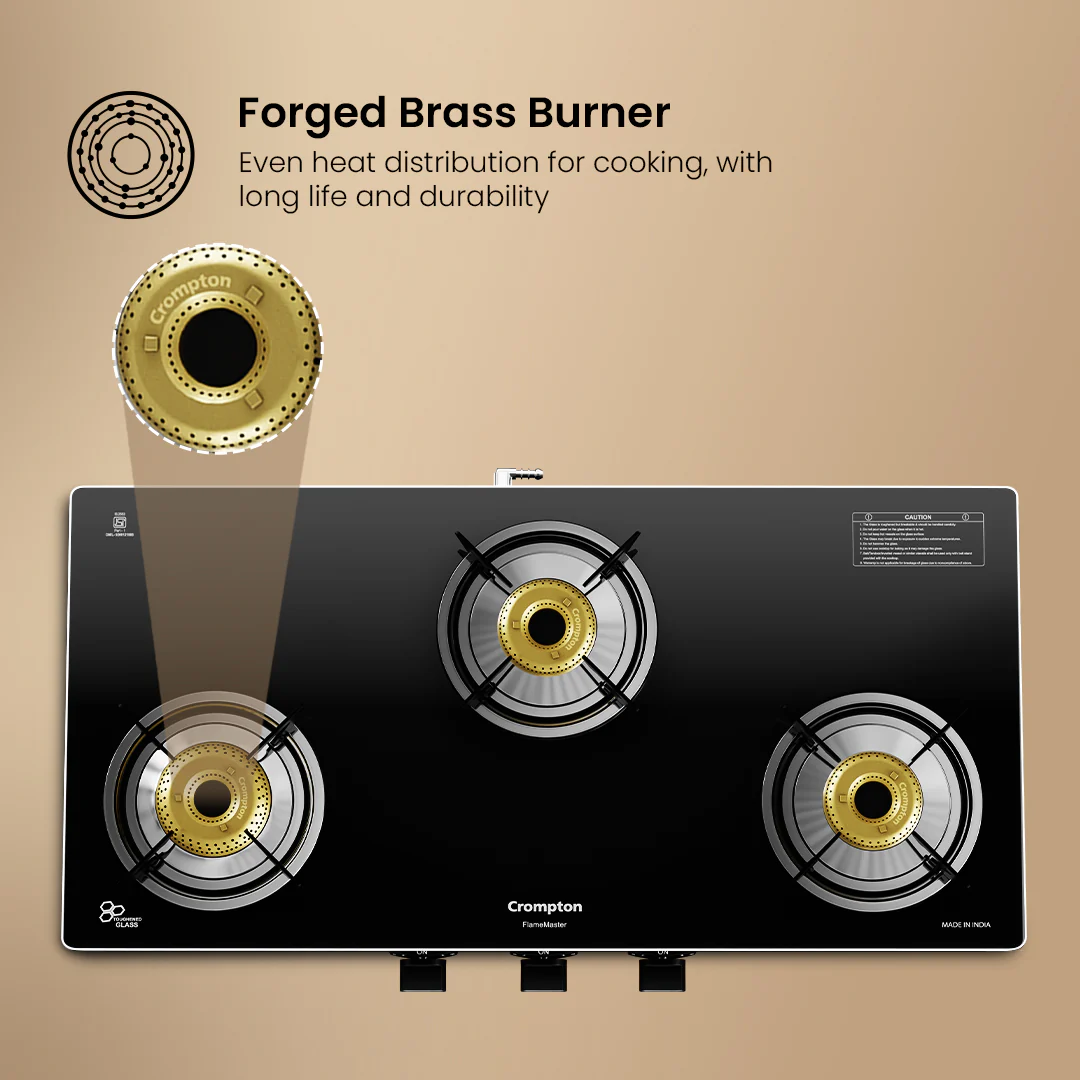 Crompton Cooktop FlameMaster 3 Burner 77 cm Glass MS Body - Image 6