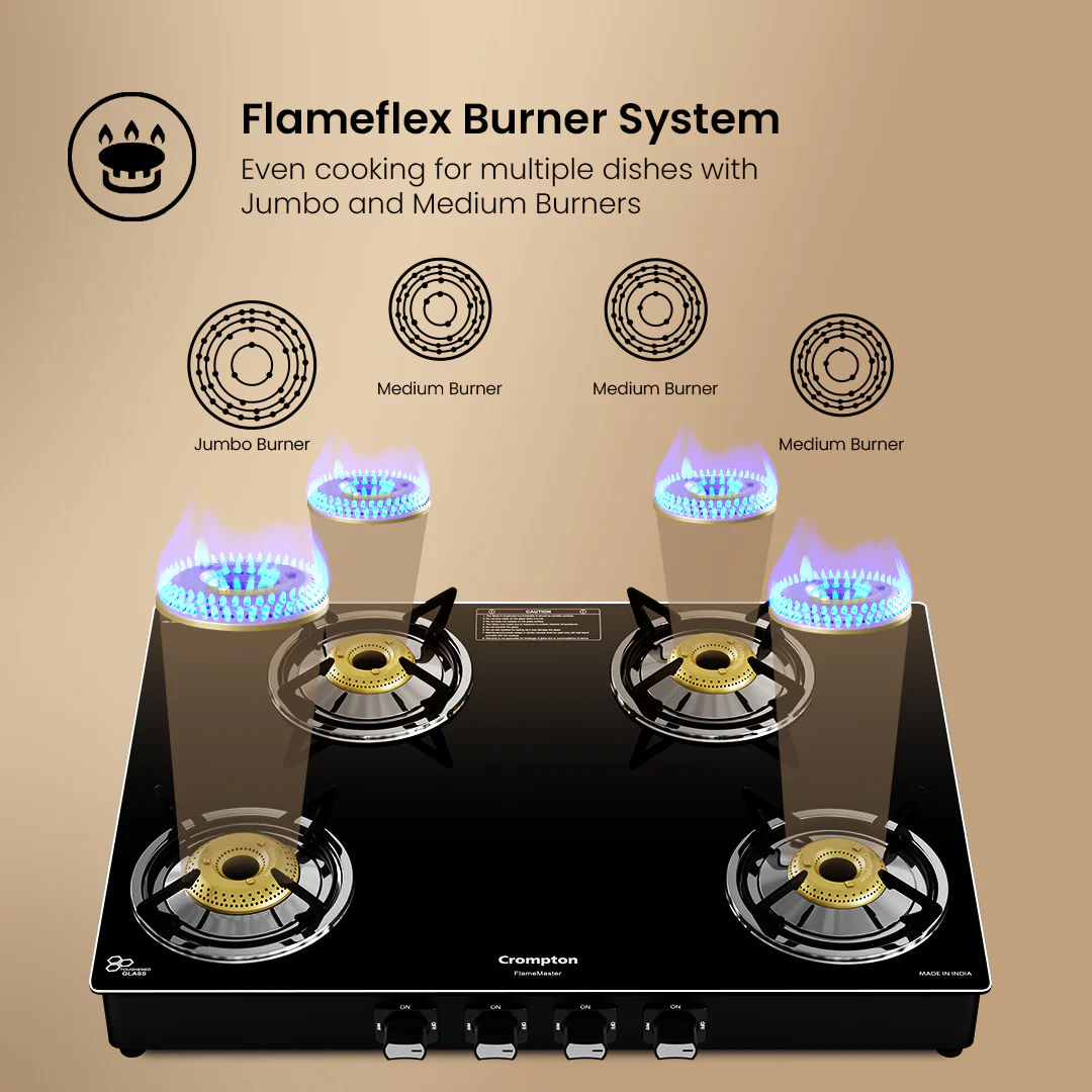Crompton Cooktop FlameMaster 4 Burner 70 cm Glass - Image 3