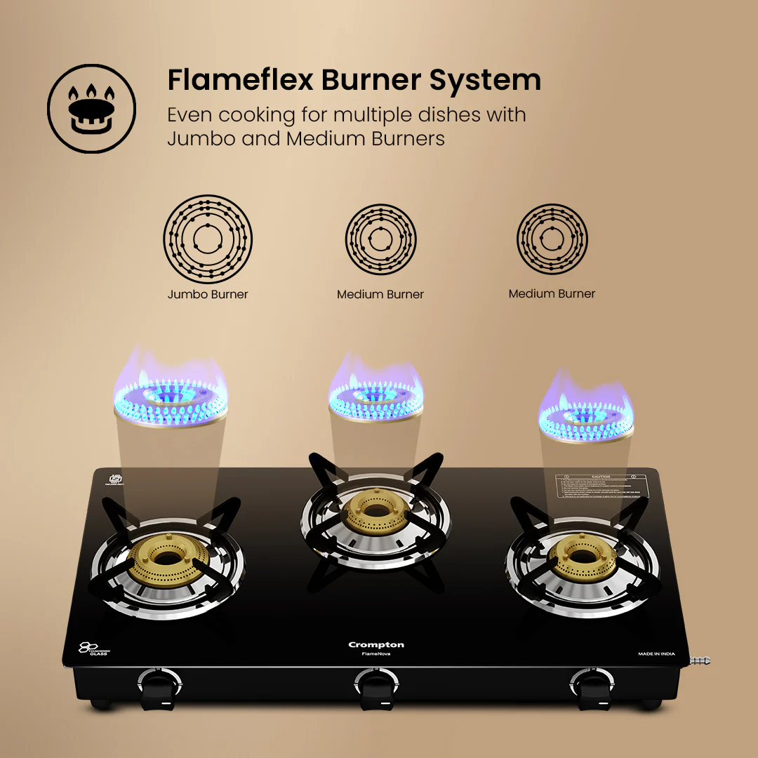 Crompton Cooktop FlameNova 3 Burner 69 cm Glass - Image 3