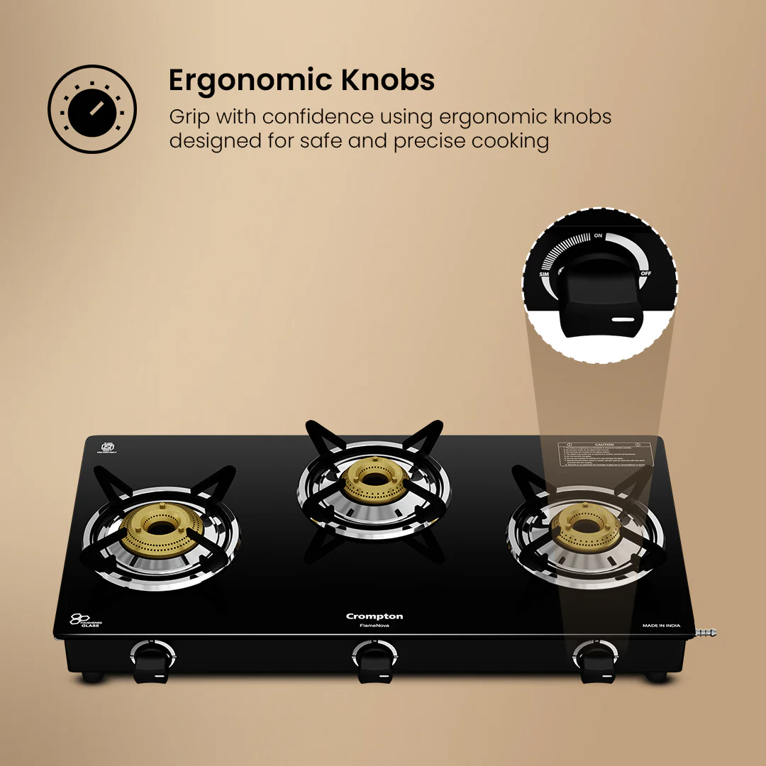 Crompton Cooktop FlameNova 3 Burner 69 cm Glass - Image 5