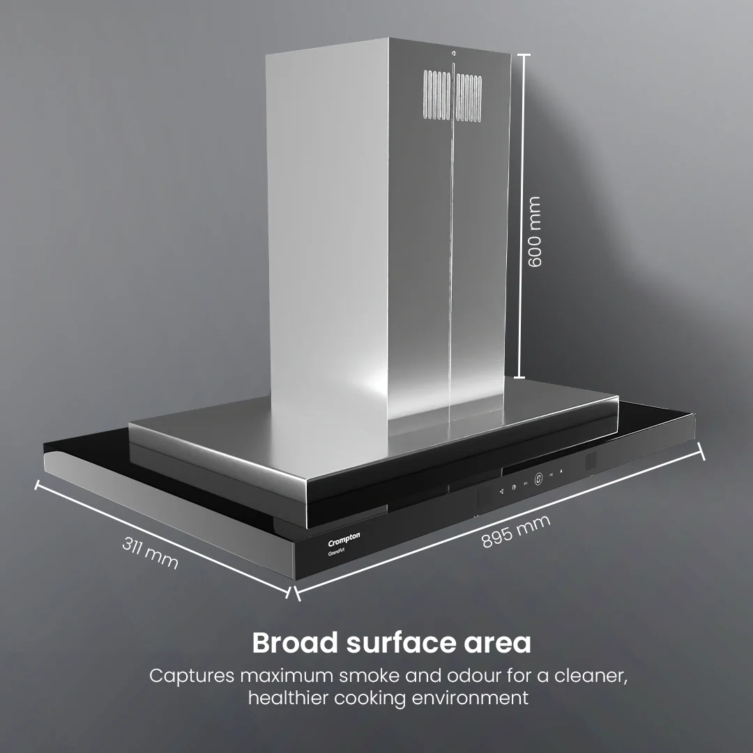 Crompton GrandArt Island 90cm Baffle Filter Chimney - Image 7