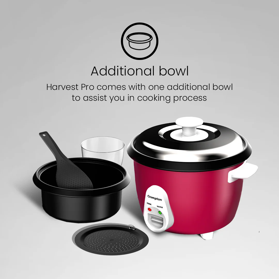 Crompton Harvest Pro 1.8Ltr Rice Cooker - Double Bowl - Image 3