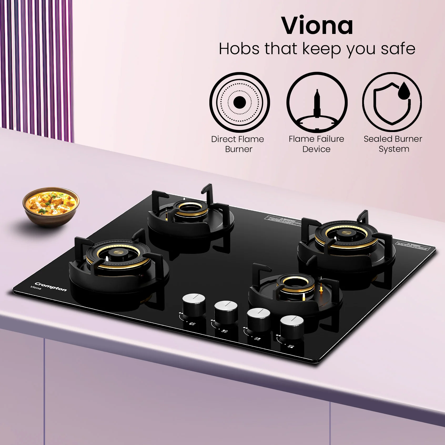 Crompton Hob Viona 60 cm 4 Burner - Image 2