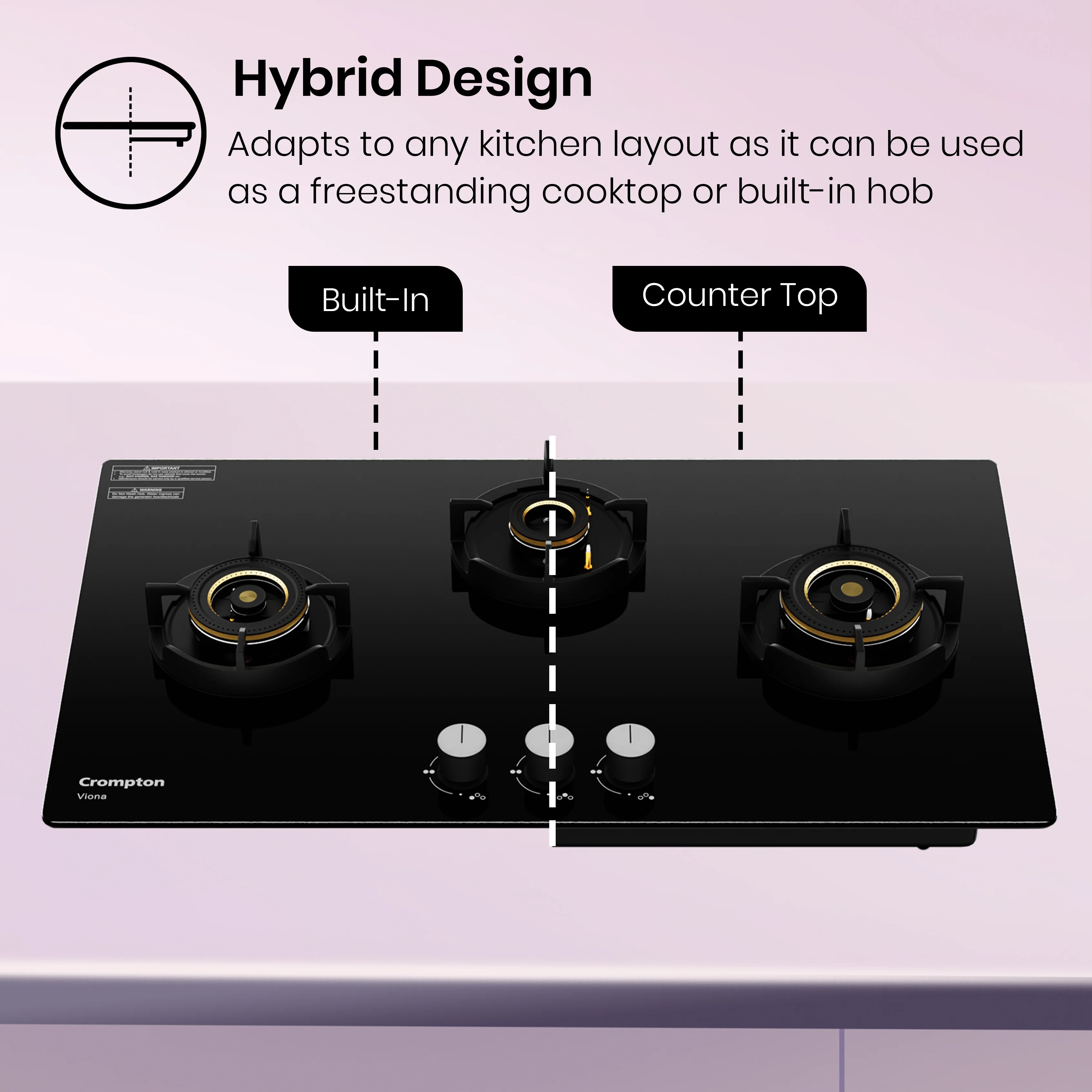 Crompton Hob Viona 78 cm 3 Burner - Image 4