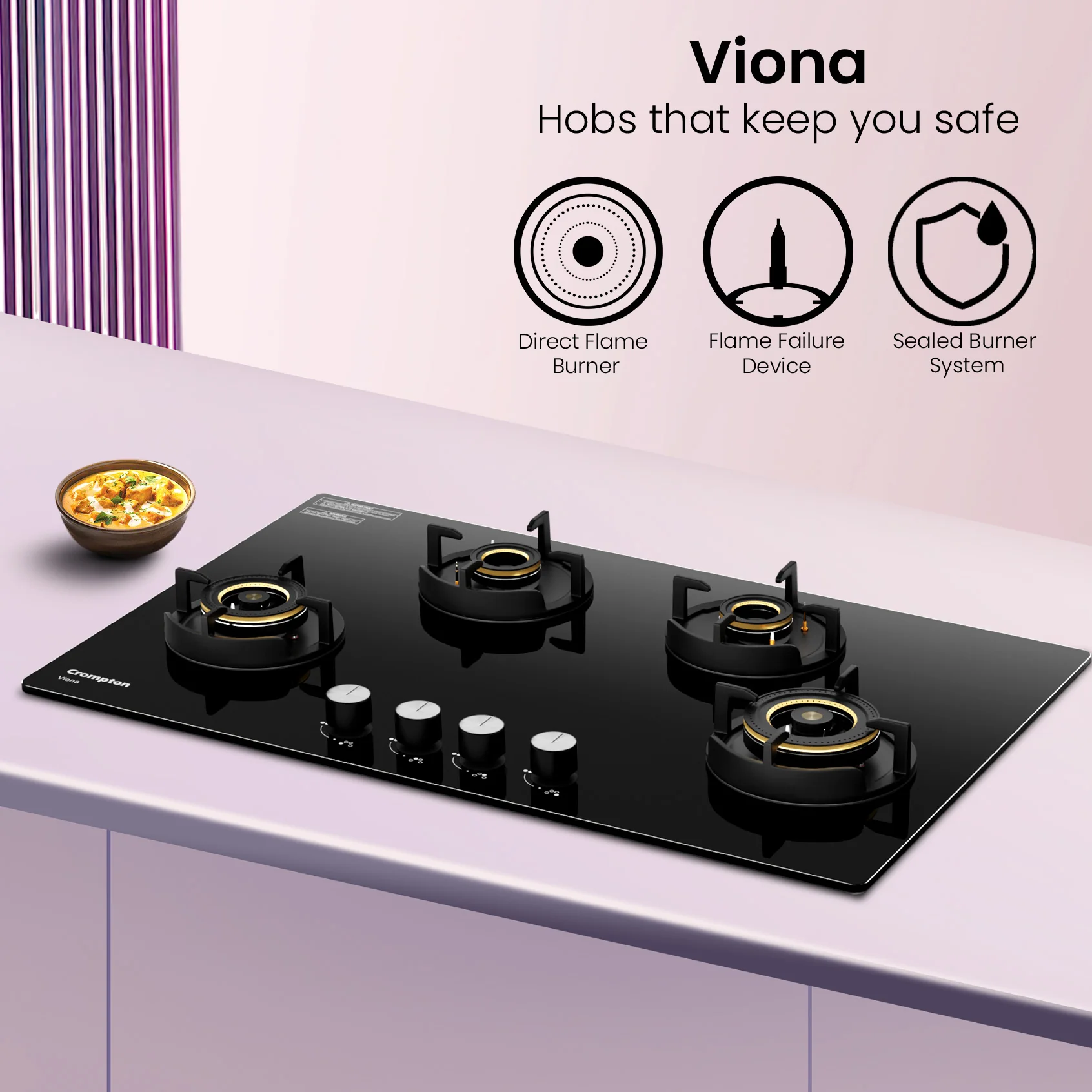 Crompton Hob Viona 82 cm 4 Burner - Image 2