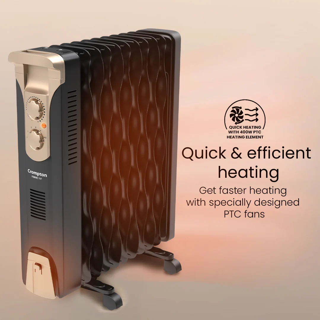 Crompton Insta Ferve 11 Fins 2900 W Oil Filled Room Heater - Image 3