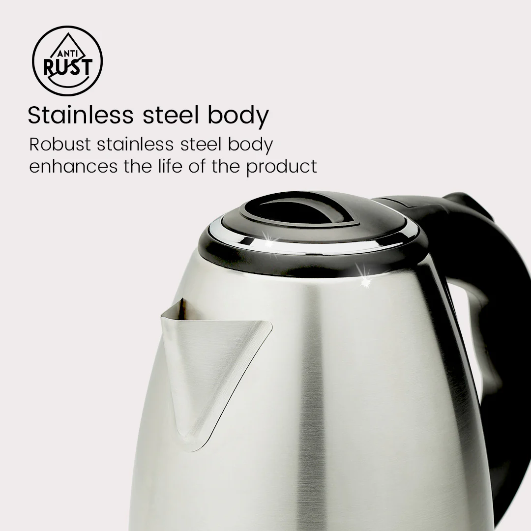 Crompton Instadelight Electric Kettle Stainless Steel 1.5 Ltr | SuperFast Boiling | Auto Shut Off | Dry Boil Protection - Image 4