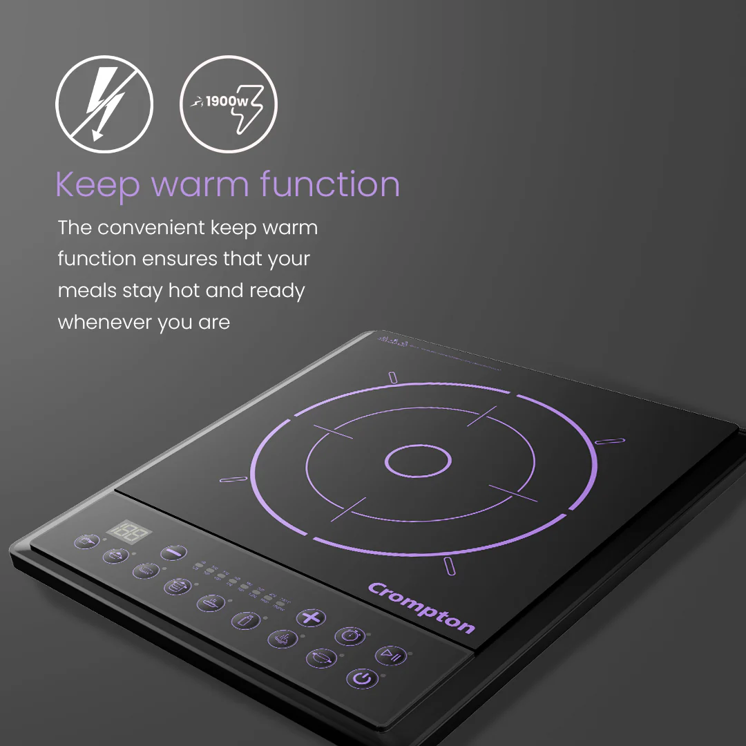 Crompton Instaserve 1900 W Induction Cooktop | 8 One touch Cook Menus - Image 4