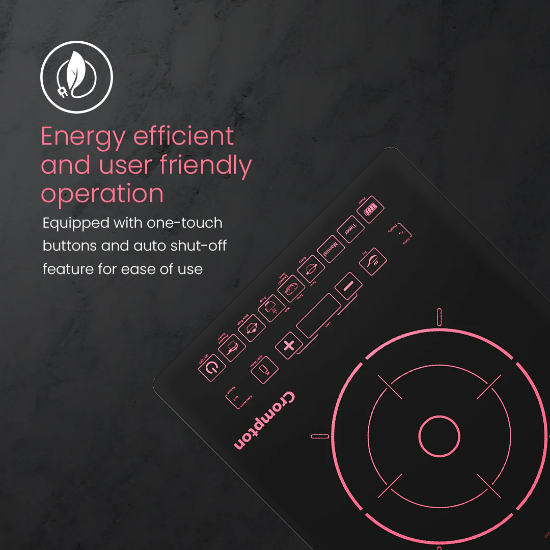 Crompton Instaserve 2000 W Induction Cooktop | 8 One touch Cook Menus - Image 3
