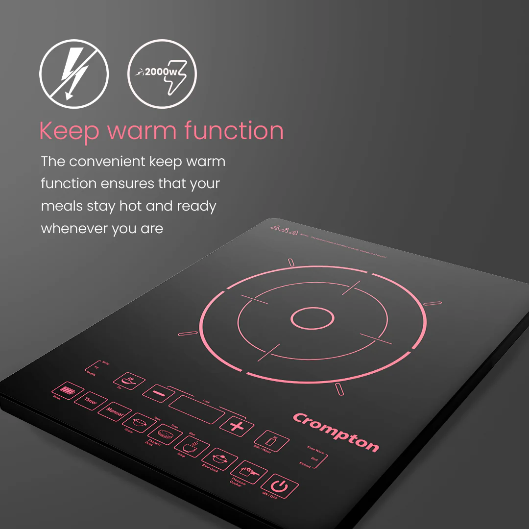 Crompton Instaserve 2000 W Induction Cooktop | 8 One touch Cook Menus - Image 4