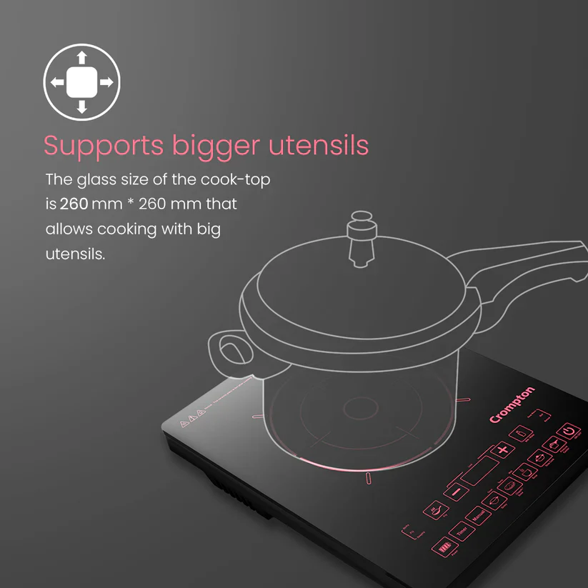 Crompton Instaserve 2000 W Induction Cooktop | 8 One touch Cook Menus - Image 5