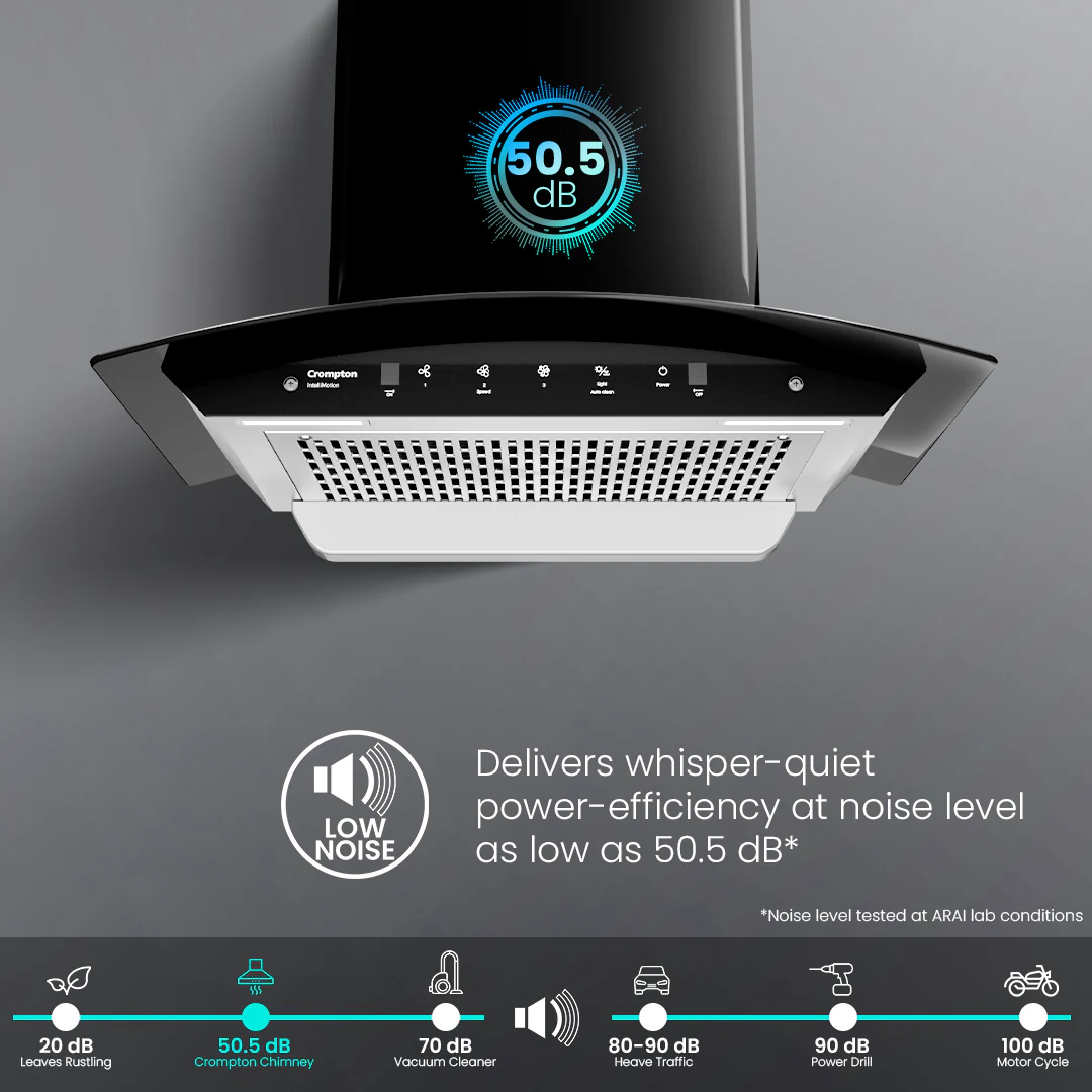 Crompton IntelliMotion Curved 60cm Filterless Chimney - Image 3