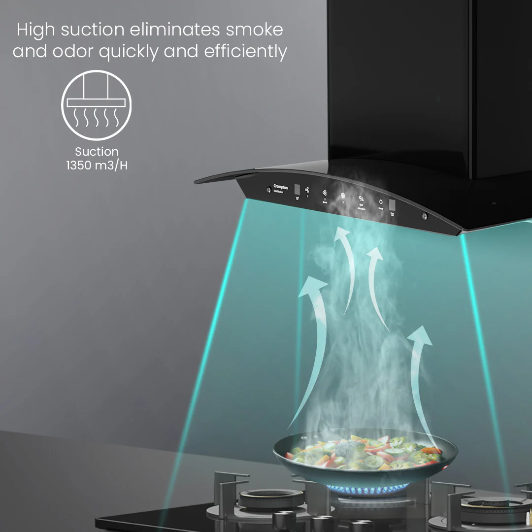 Crompton IntelliMotion Curved 60cm Filterless Chimney - Image 5