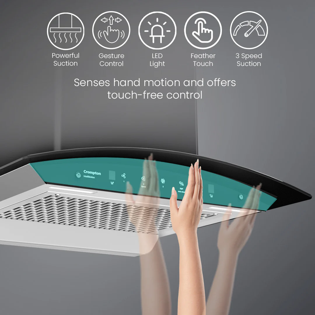 Crompton IntelliMotion Curved 60cm Filterless Chimney - Image 6