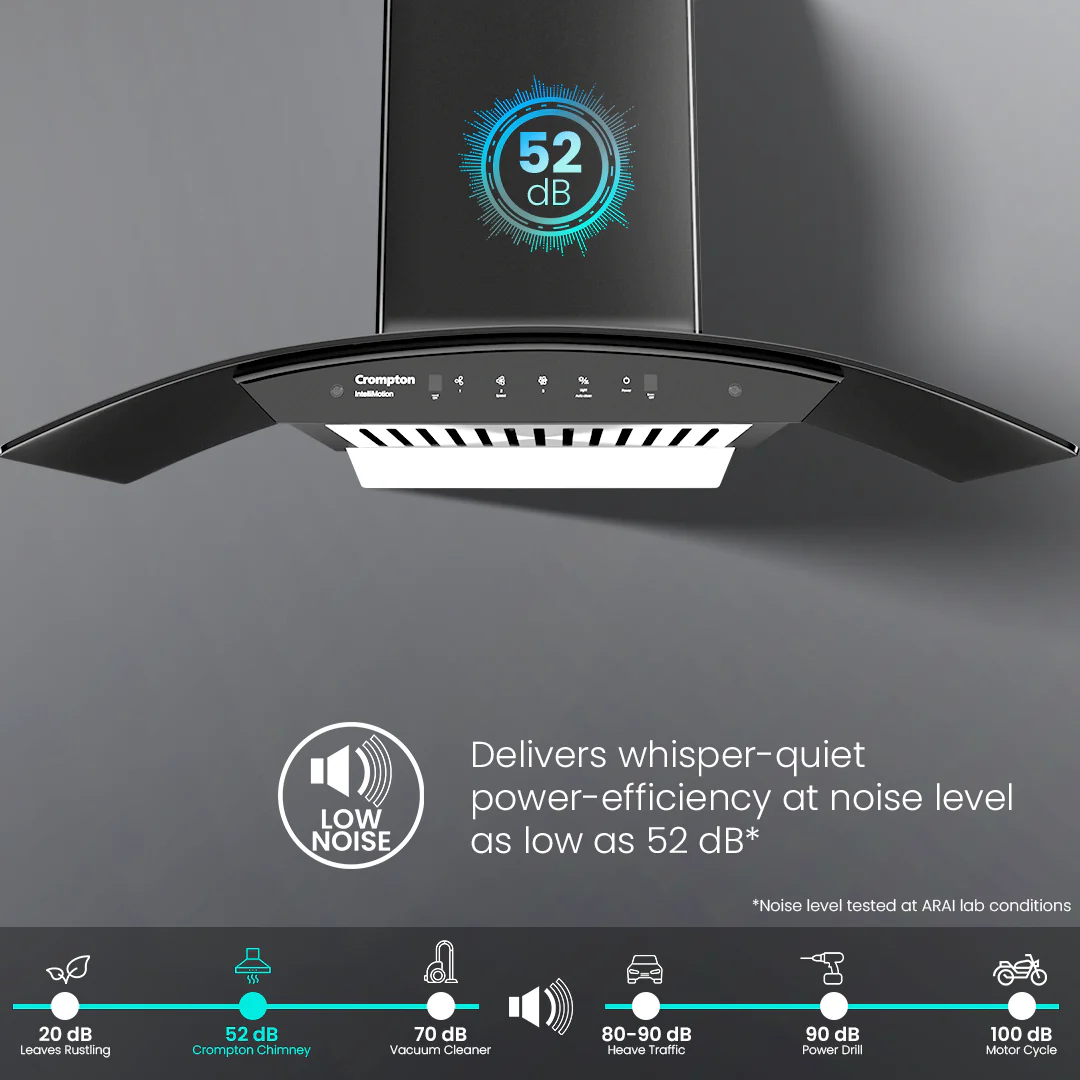 Crompton IntelliMotion Curved 90cm Baffle Filter Chimney - Image 3