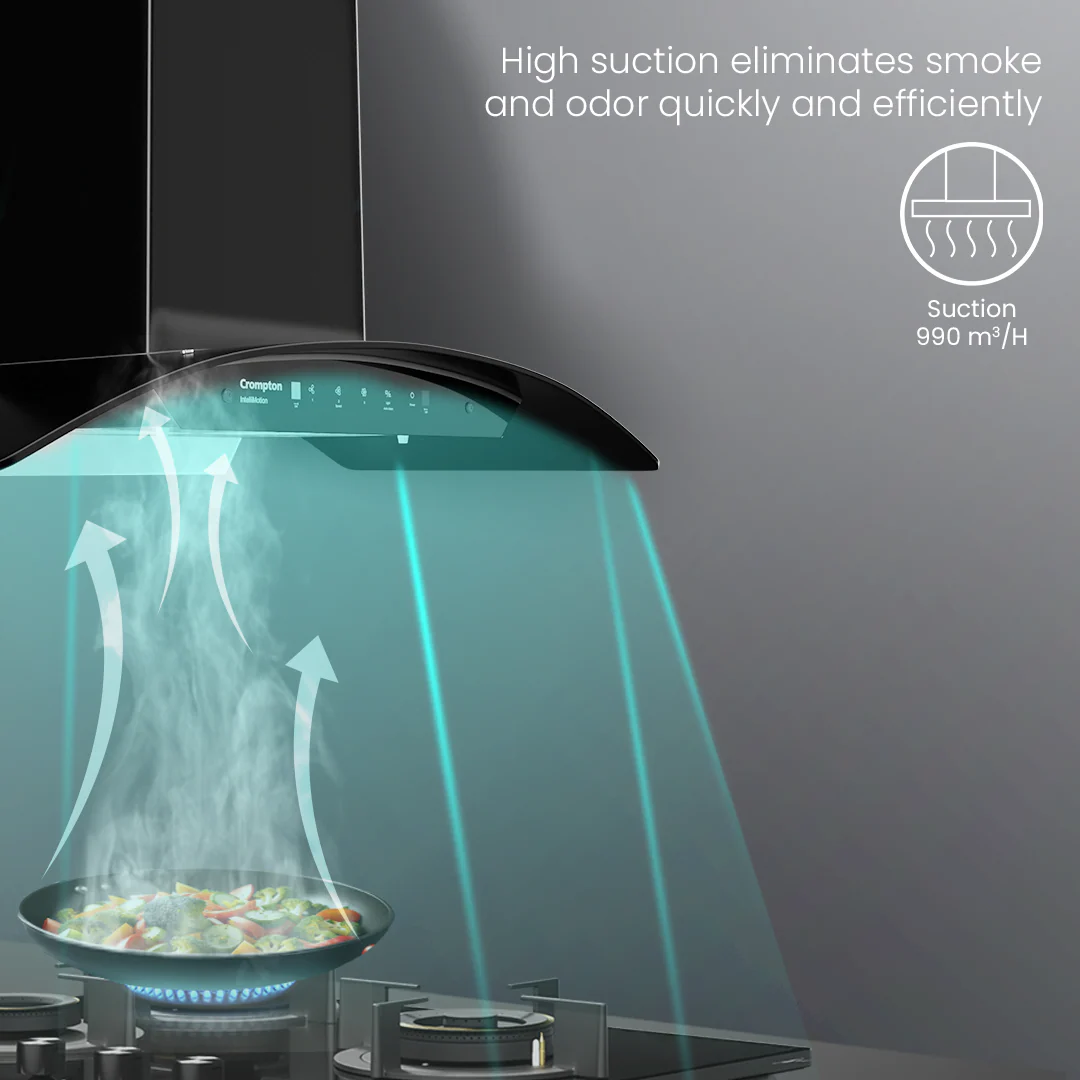 Crompton IntelliMotion Curved 90cm Baffle Filter Chimney - Image 5