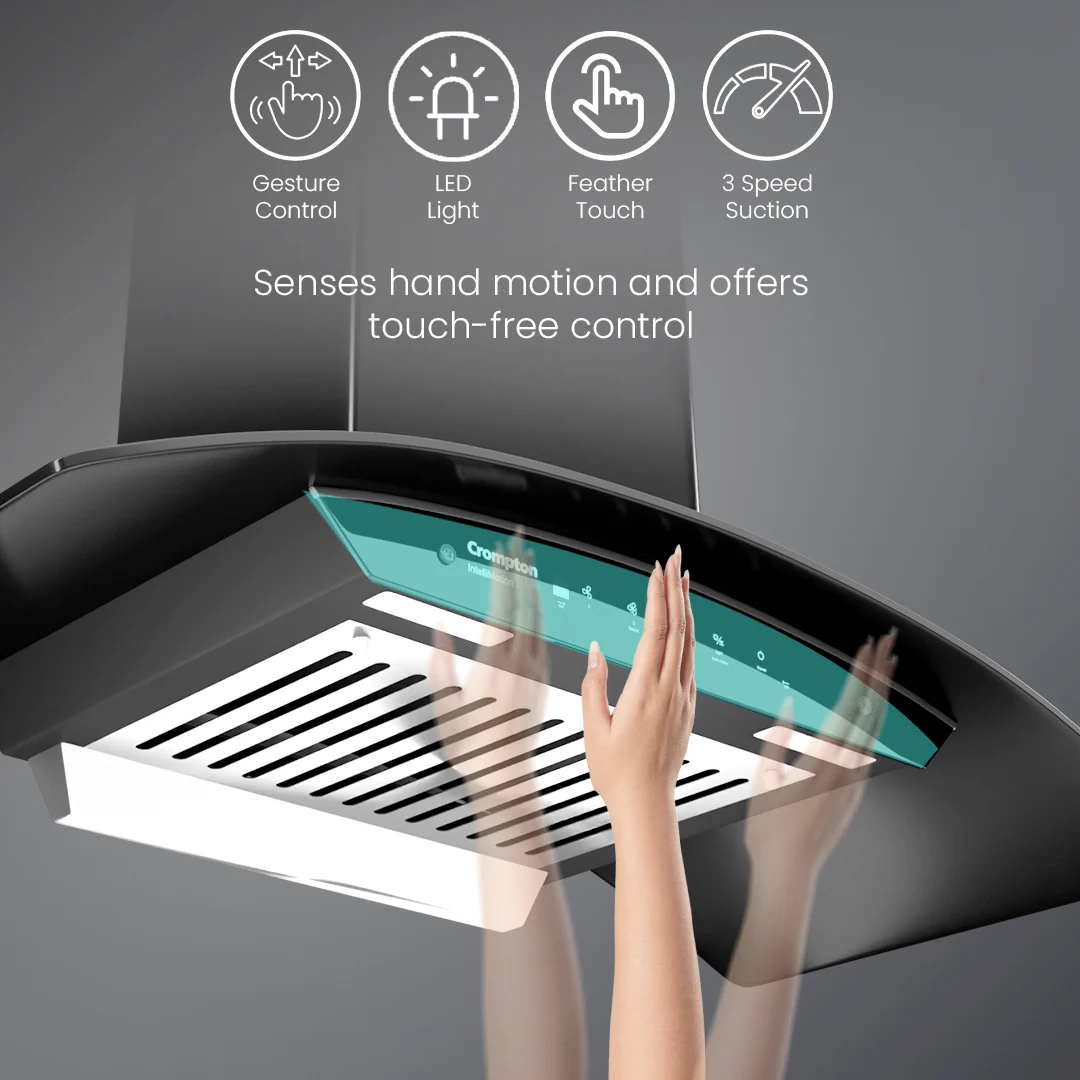 Crompton IntelliMotion Curved 90cm Baffle Filter Chimney - Image 6