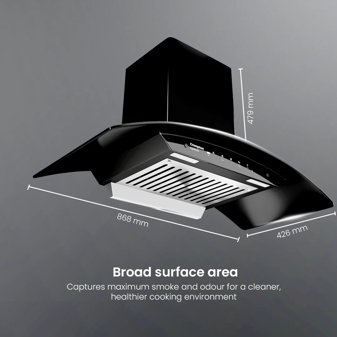 Crompton IntelliMotion Curved 90cm Baffle Filter Chimney - Image 8