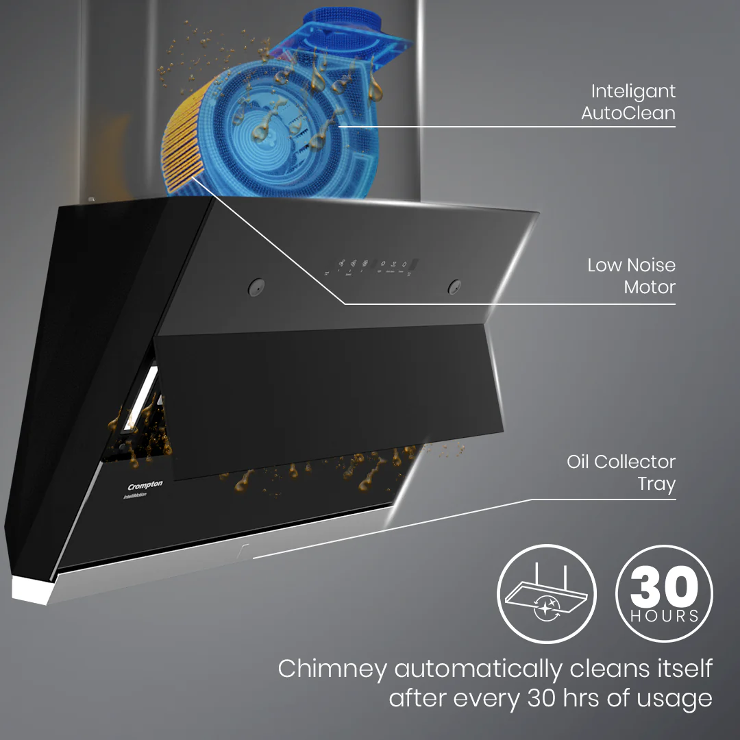 Crompton IntelliMotion Inclined 60cm Filterless Chimney - Image 4