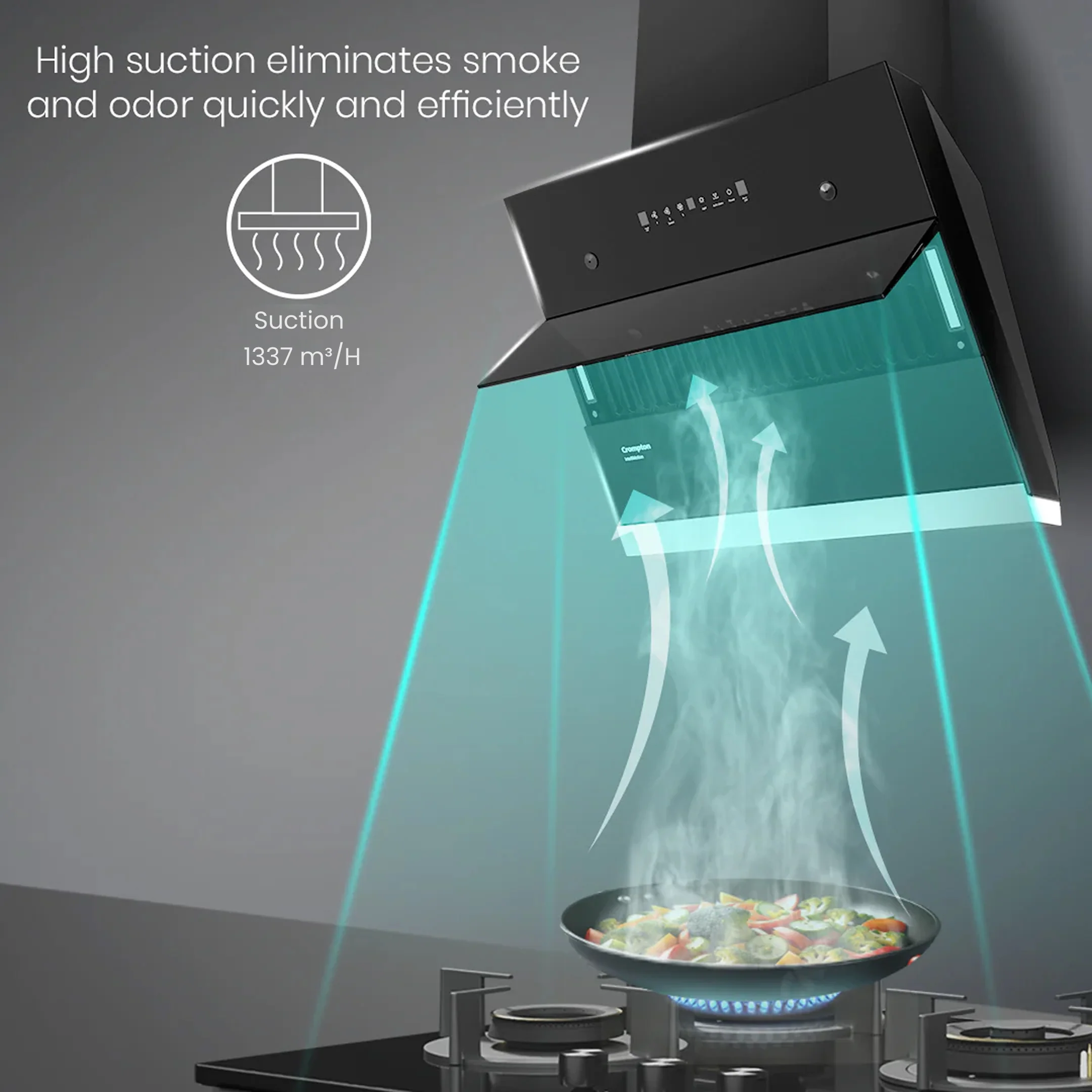 Crompton IntelliMotion Inclined 60cm Filterless Chimney - Image 5