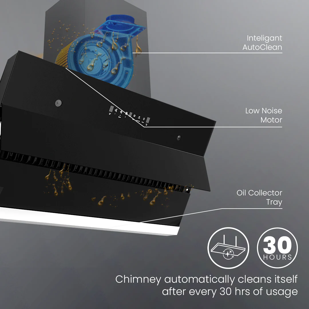 Crompton IntelliMotion Inclined 90cm Filterless Chimney - Image 4
