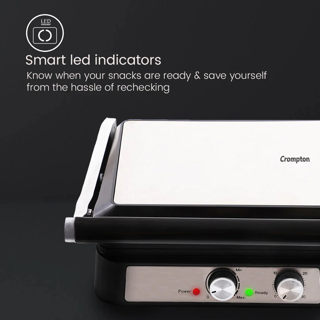 Crompton MaxCrisp 4 Slice Sandwich Maker with 180 Degrees Barbecue Grill |  2000W - Image 4