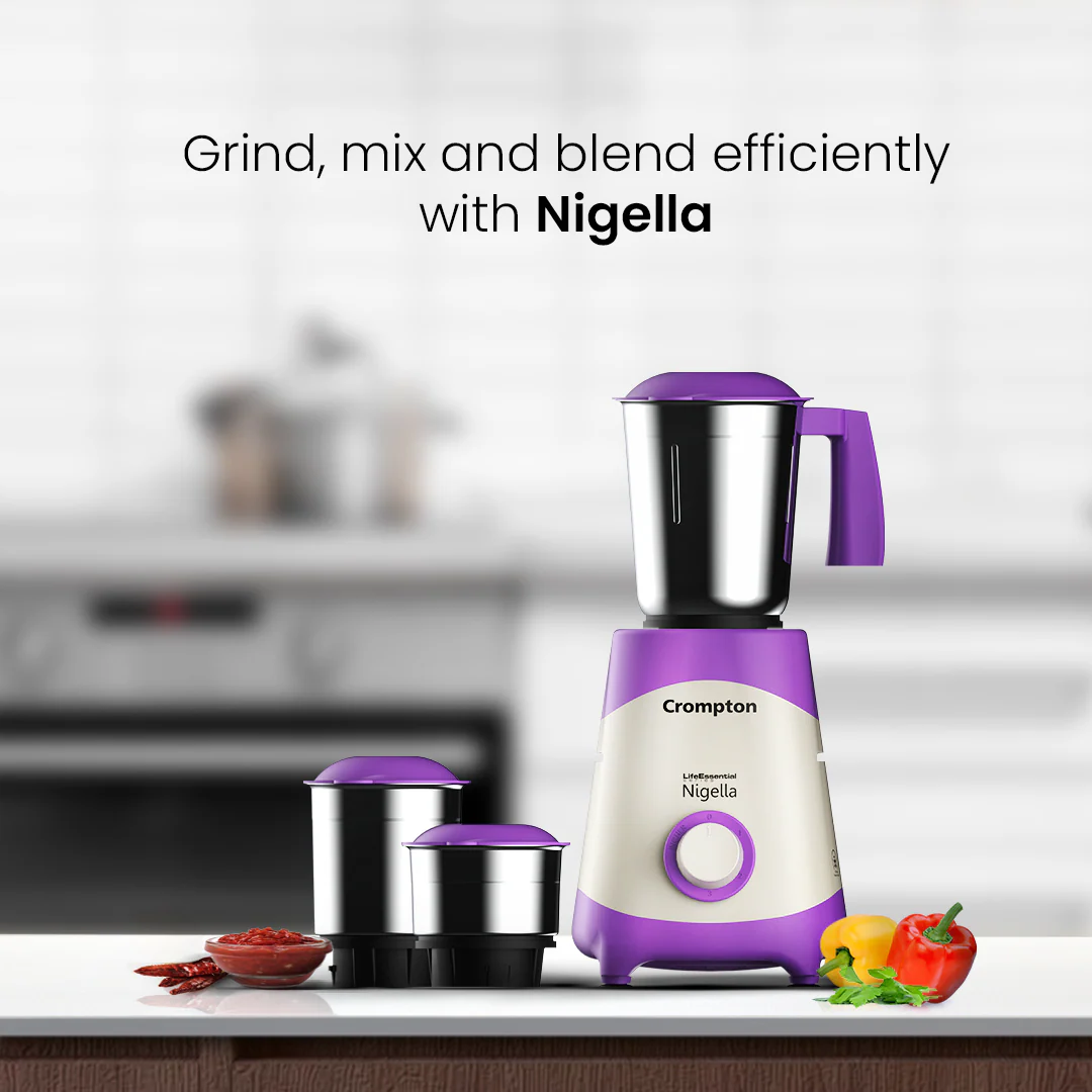 Crompton Nigella 500W Mixer Grinder, 3 Stainless Steel Jars - Image 5