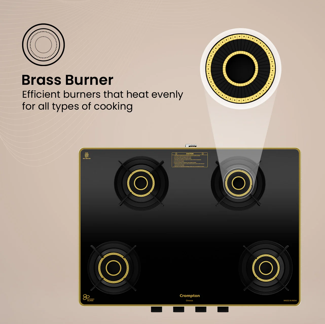 Crompton Oressa 4 Burner 70 cm Slim Glass Cooktop - Image 3
