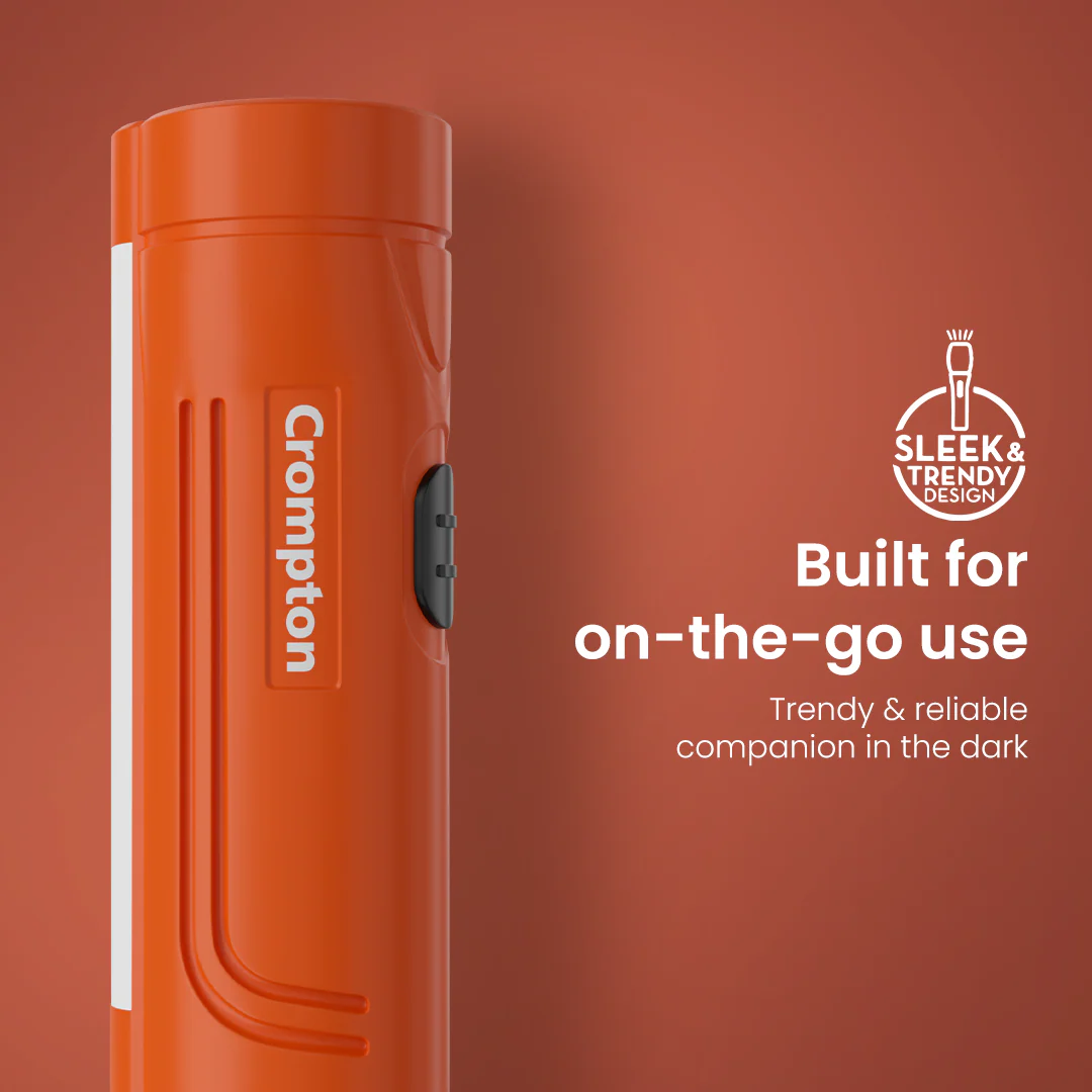 Crompton Power Ray Dual Pro 1W LED Torch Rechargeable - Orange - Image 3