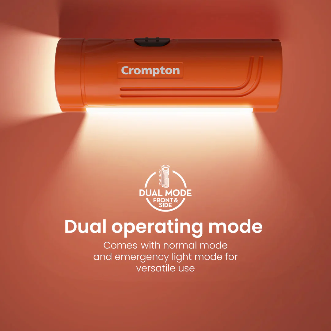 Crompton Power Ray Dual Pro 1W LED Torch Rechargeable - Orange - Image 4