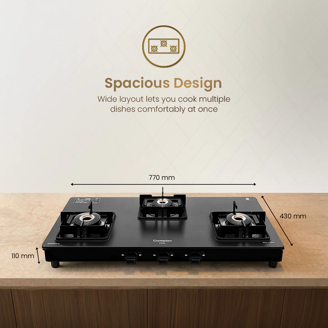 Crompton Pyra 3 Burner 77cm Slim Cooktop - Image 6