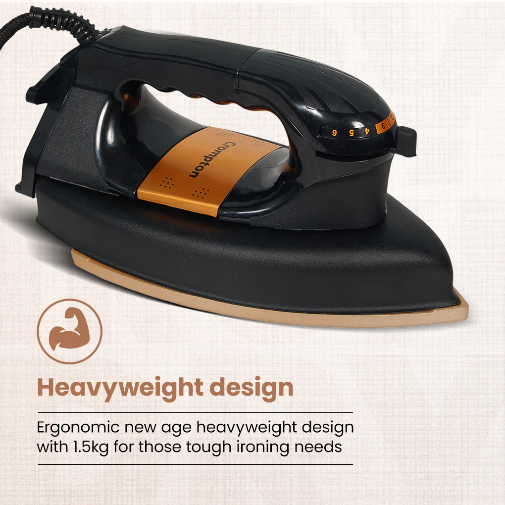 Crompton Rhino Black 1100W Heavy Weight Dry Iron - Image 3