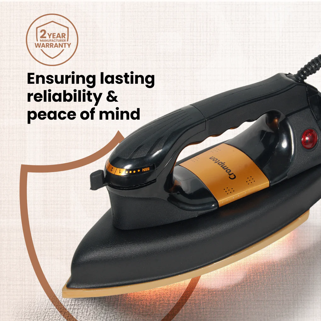 Crompton Rhino Black 1100W Heavy Weight Dry Iron - Image 6