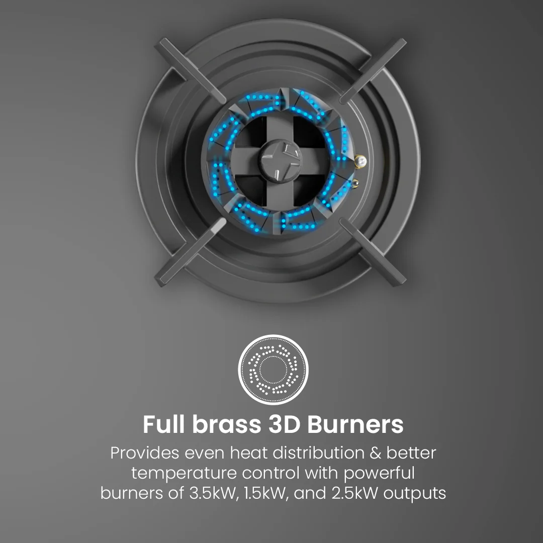 Crompton SensoSafe Gas Hob 3D 60cm 3 Burner - Image 5