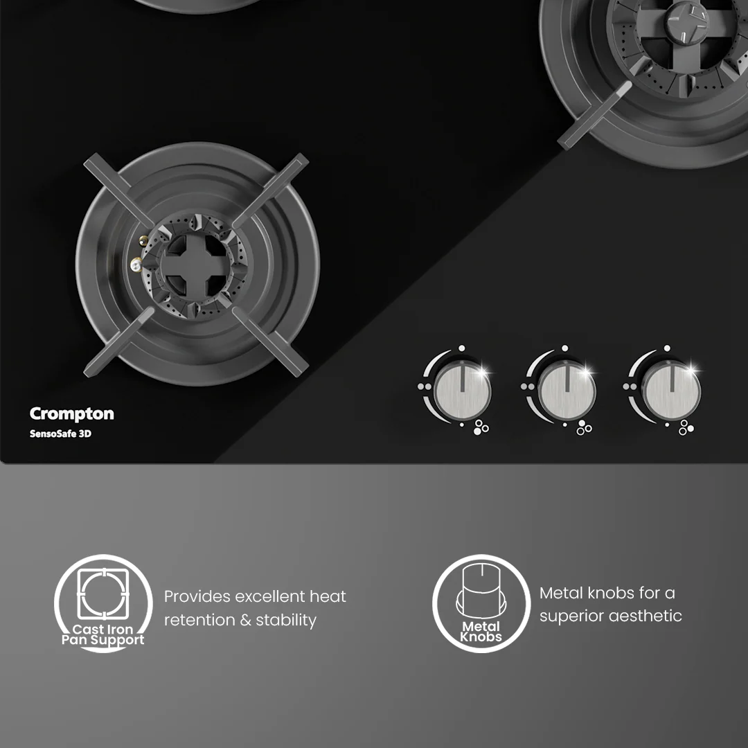 Crompton SensoSafe Gas Hob 3D 60cm 3 Burner - Image 6