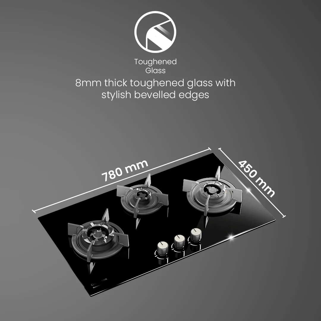 Crompton SensoSafe Gas Hob 3D 78cm 3 Burner - Image 4