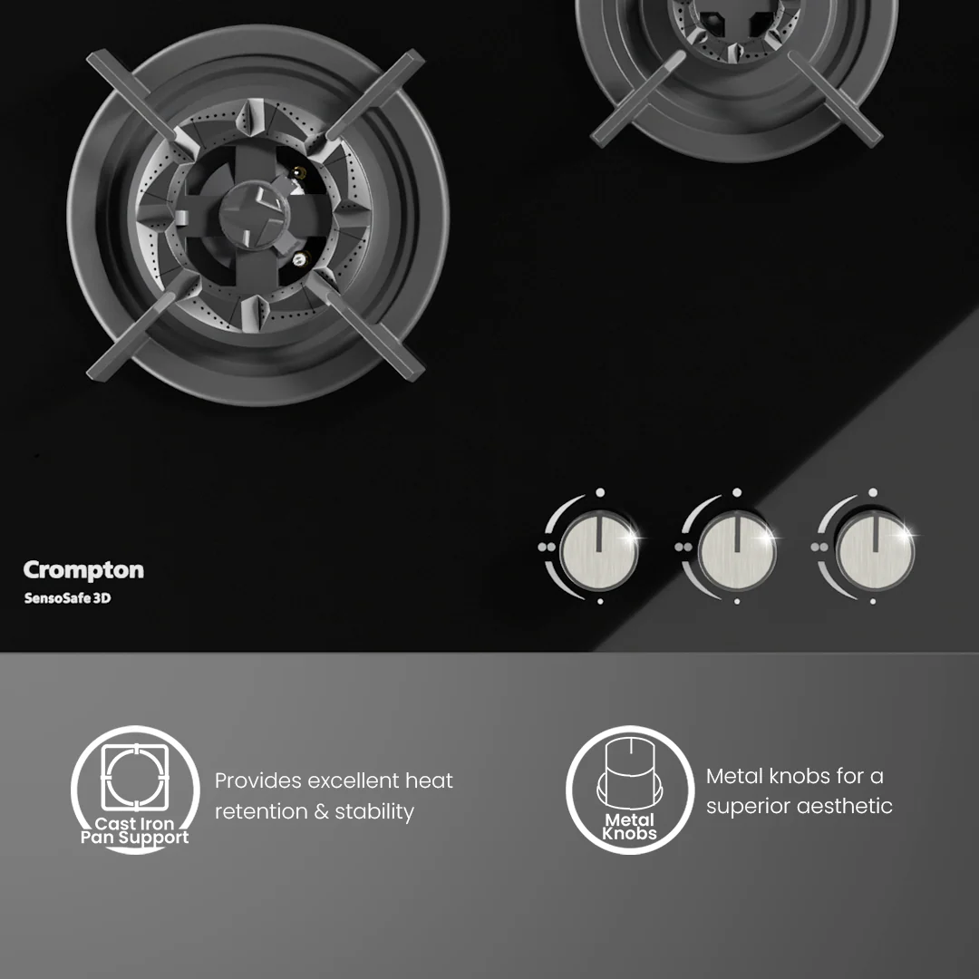 Crompton SensoSafe Gas Hob 3D 78cm 3 Burner - Image 6