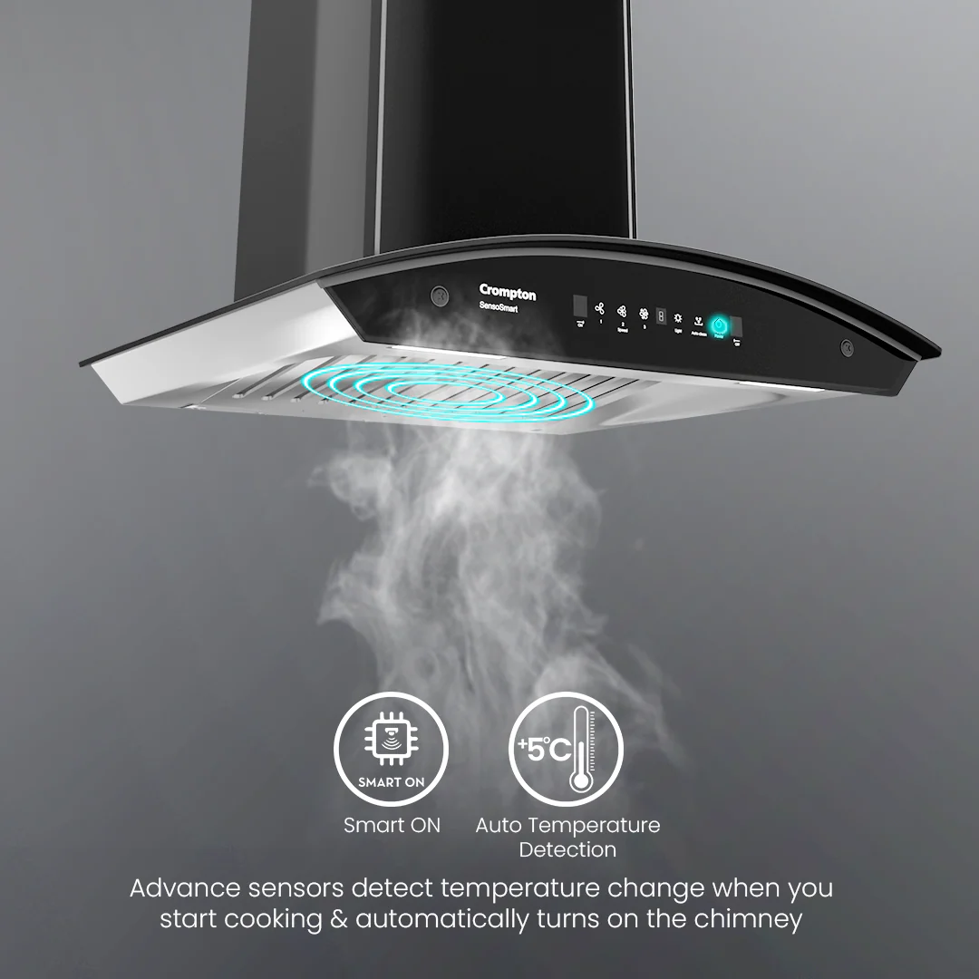 Crompton SensoSmart Curved 60cm Baffle Filter Chimney - Image 4