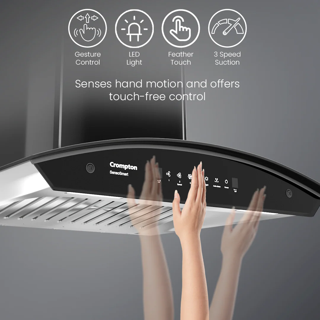 Crompton SensoSmart Curved 60cm Baffle Filter Chimney - Image 6