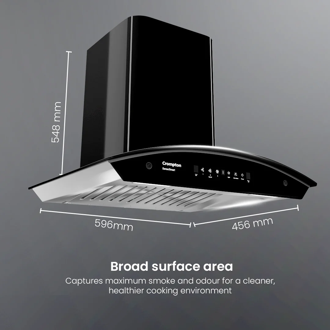 Crompton SensoSmart Curved 60cm Baffle Filter Chimney - Image 9